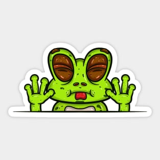 Frog Cartoon With Taunt Face Expression Sticker